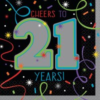 Brilliant 21st Birthday Beverage Napkins, 16-pk Front_Flat