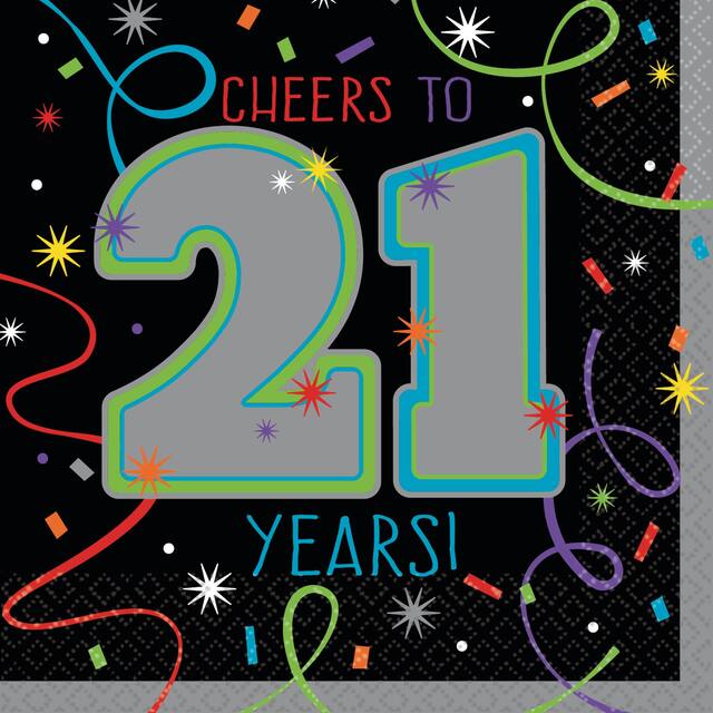Brilliant 21st Birthday Beverage Napkins, 16-pk Front_Flat