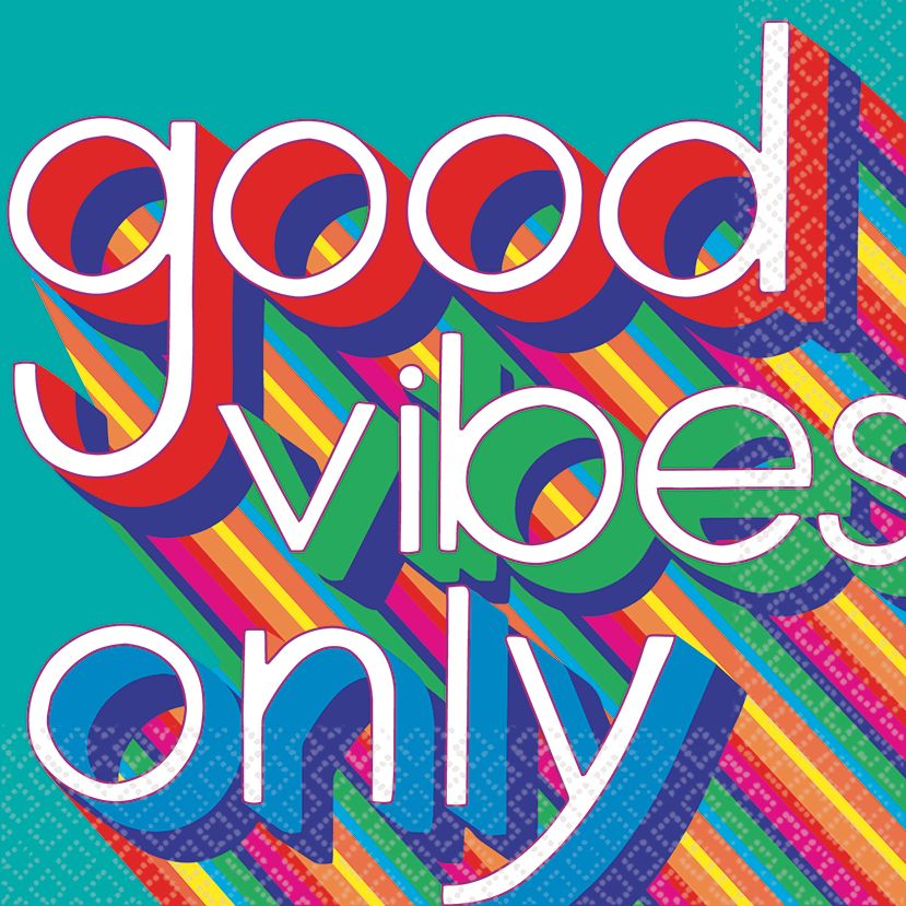 Serviettes de table Good Vibes années 70, paq. 16 Overhead_Flat
