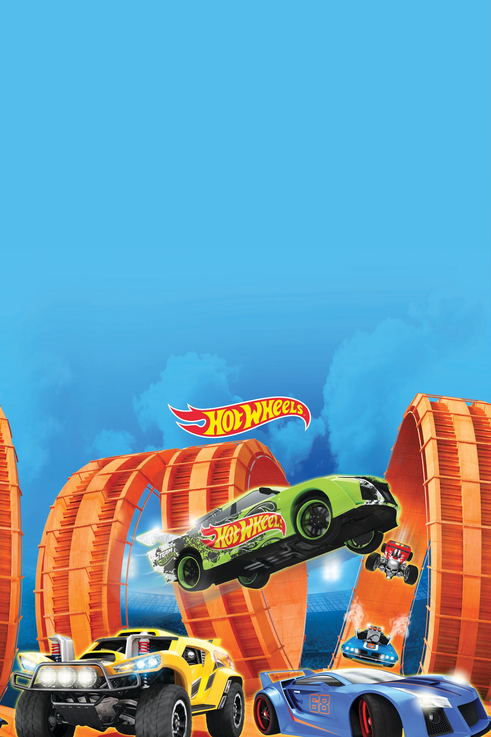 Hot Wheels Rectangle Plastic Reusable Table Cover, Blue/Orange, 54x96-in, for Birthday Party Front_Flat