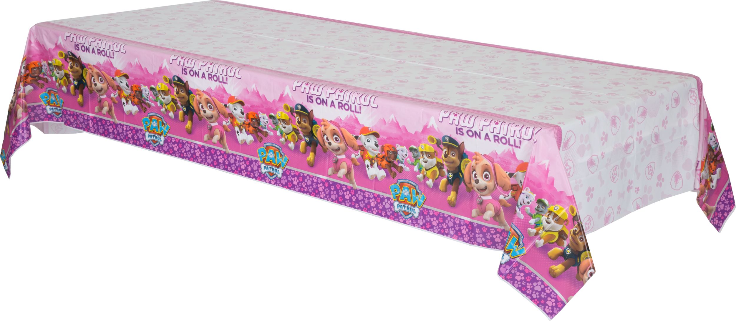 Pink PAW Patrol Table Cover Front_Angled_Left