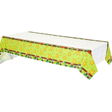 Pixel Party Rectangle Plastic Reusable Table Cover, Green, Star, 54x96-in, for Birthday Party Front_Angled_Left