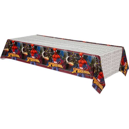 Disney Marvel Spider-Man Rectangle Plastic Reusable Table Cover, Blue/Red, 54x96-in, for Birthday Party