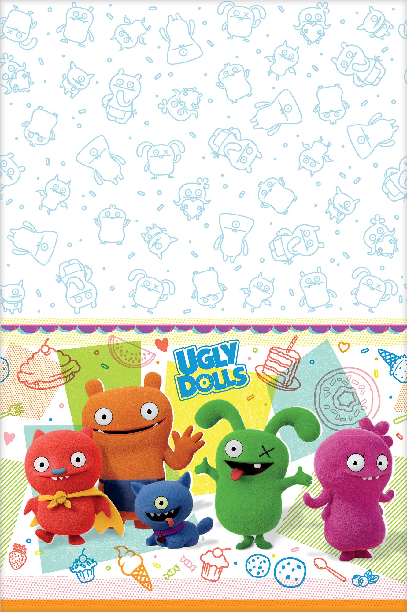 Ugly Dolls Rectangle Plastic Reusable Table Cover, White/Multi-Coloured, 54x96-in, for Birthday Party CloseUp