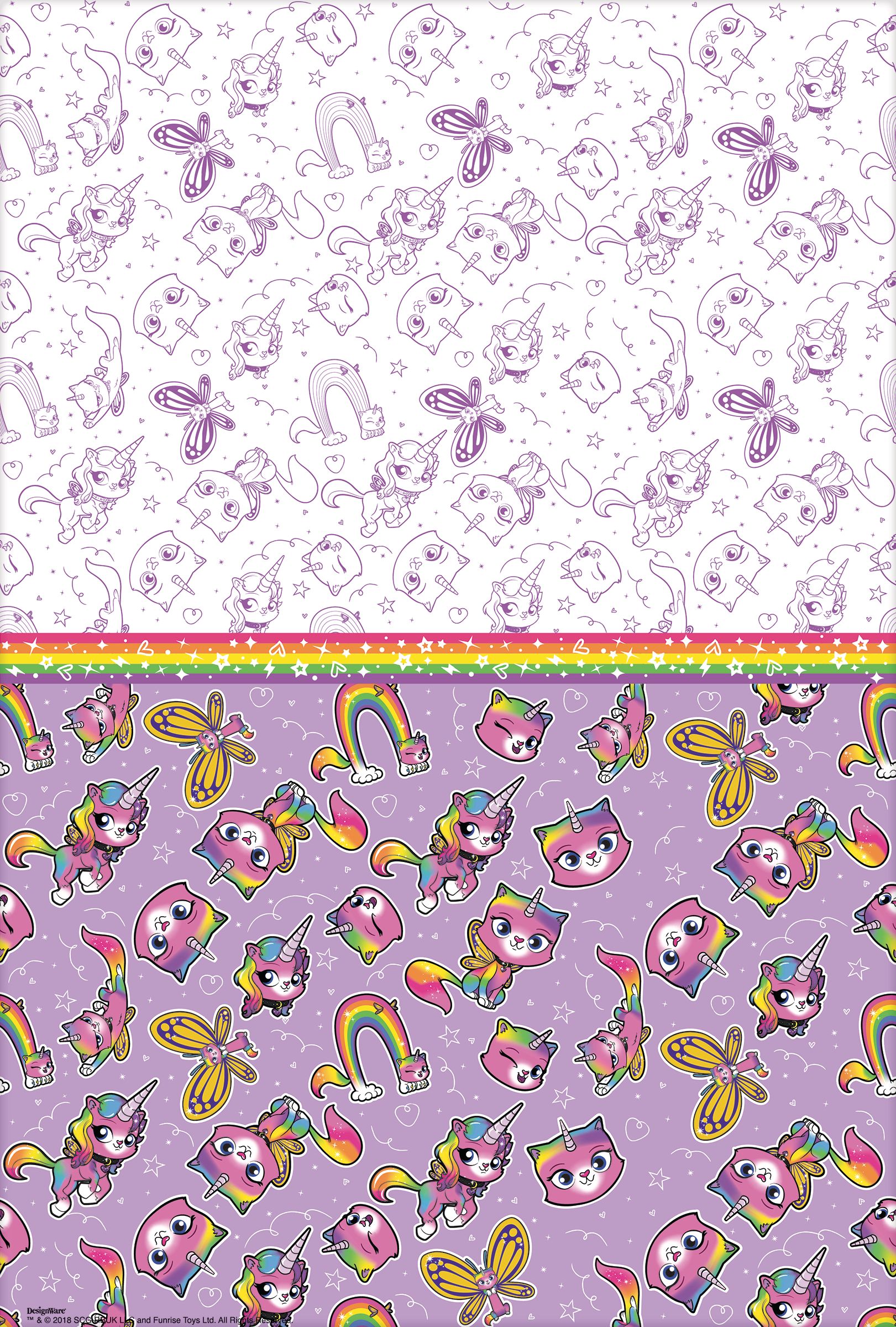 Nappe arc-en-ciel, papillon et petite licorne Front_Flat