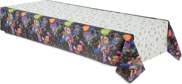 Splatoon Birthday Party Paper Table Cover Front_Angled_Left
