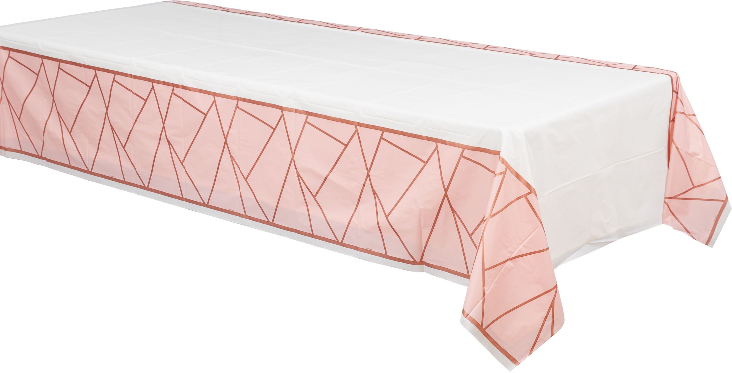 Blush Bride Rectangle Plastic Reusable Table Cover, Pink, 54x96-in, for Bridal Shower/Wedding Front_Angled_Left
