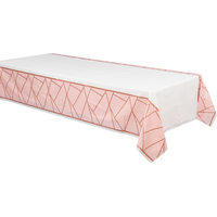 Blush Bride Rectangle Plastic Reusable Table Cover, Pink, 54x96-in, for Bridal Shower/Wedding