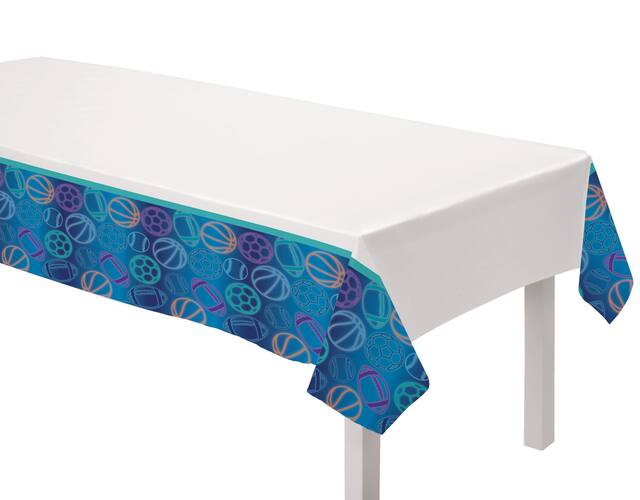 Nappe Anniversaire sportif pour fête d'anniversaire, 54 x 96 po Front_Angled_Left