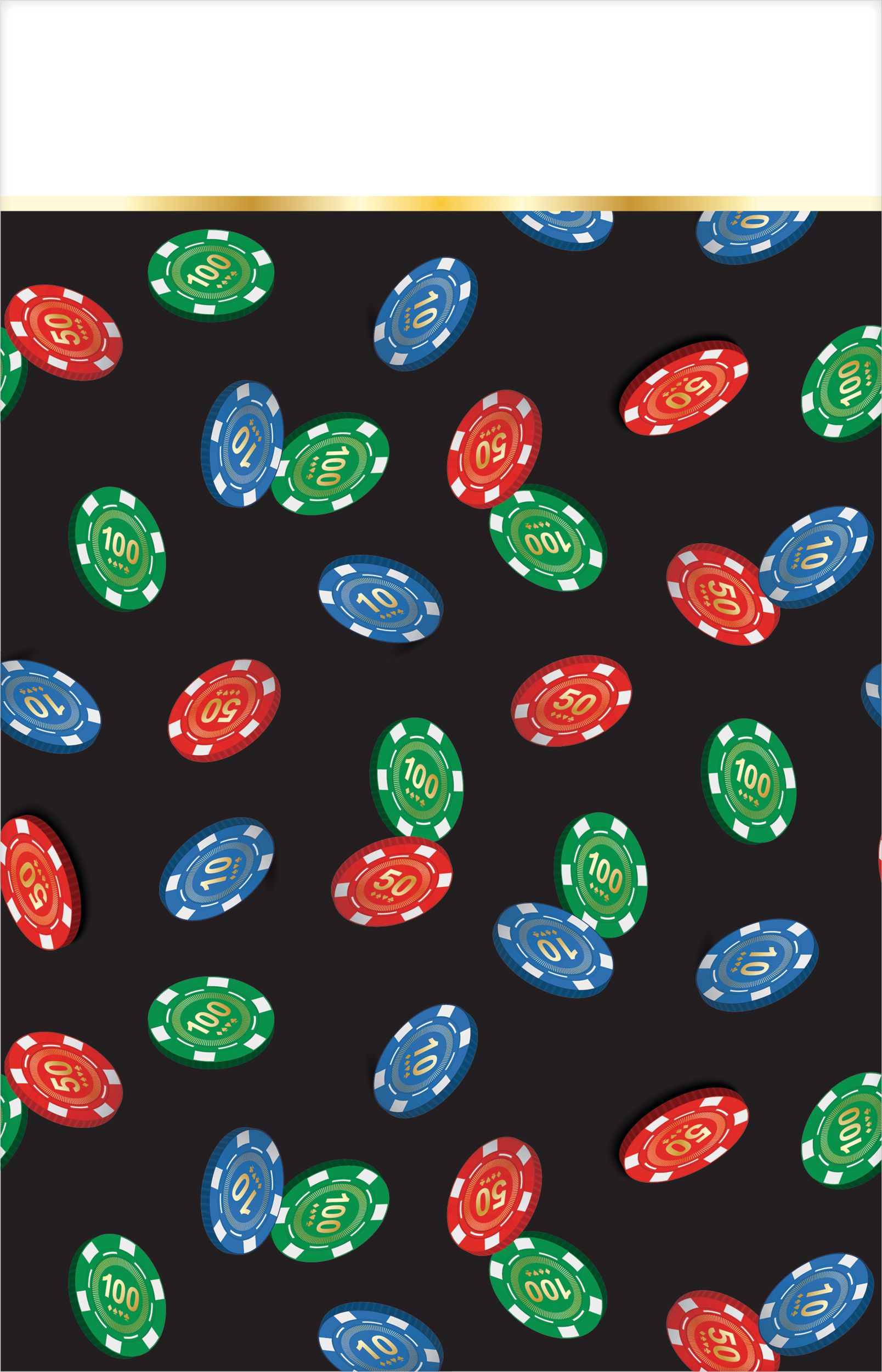 Roll the Dice Casino Rectangle Plastic Reusable Table Cover, Black/White, 54x96-in, for Game Night/Vegas/Birthday Party CloseUp