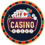 Roll the Dice Casino "Casino Night" Round Paper Disposable Dinner Plates, Red/Black, 10-in, 8-pk, for Game Night/Vegas/Birthday Party Overhead_Flat