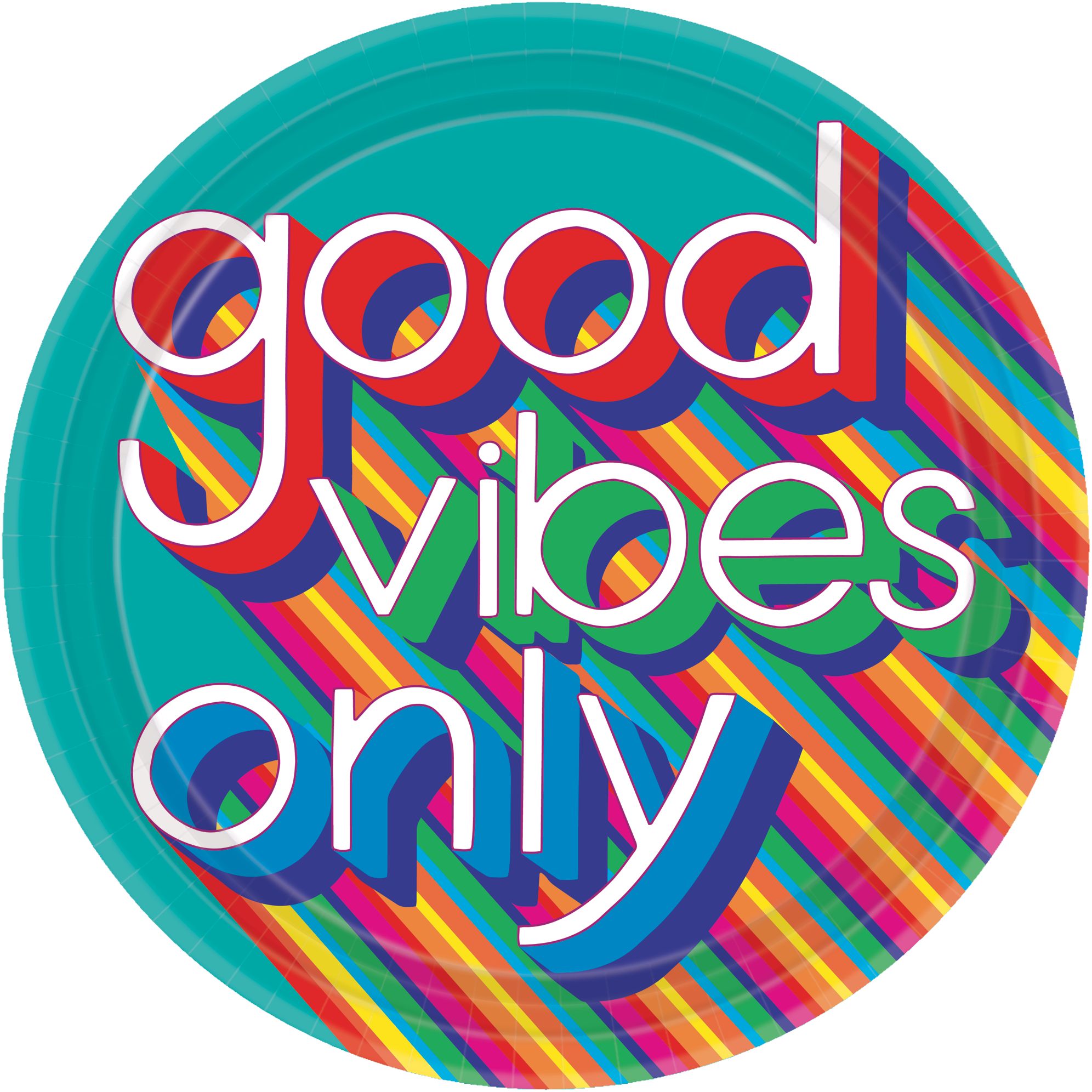 Good Vibes '70s Dinner Plates, 8-pk Overhead_Flat