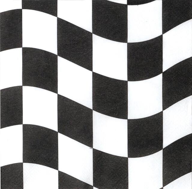 Checkered Flag Lunch Napkins, Black and White, 16-pk CloseUp