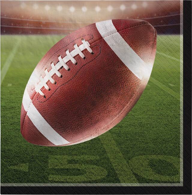 Serviettes à boissons, motif de football Go Fight Win, paq. 36 Front_Flat