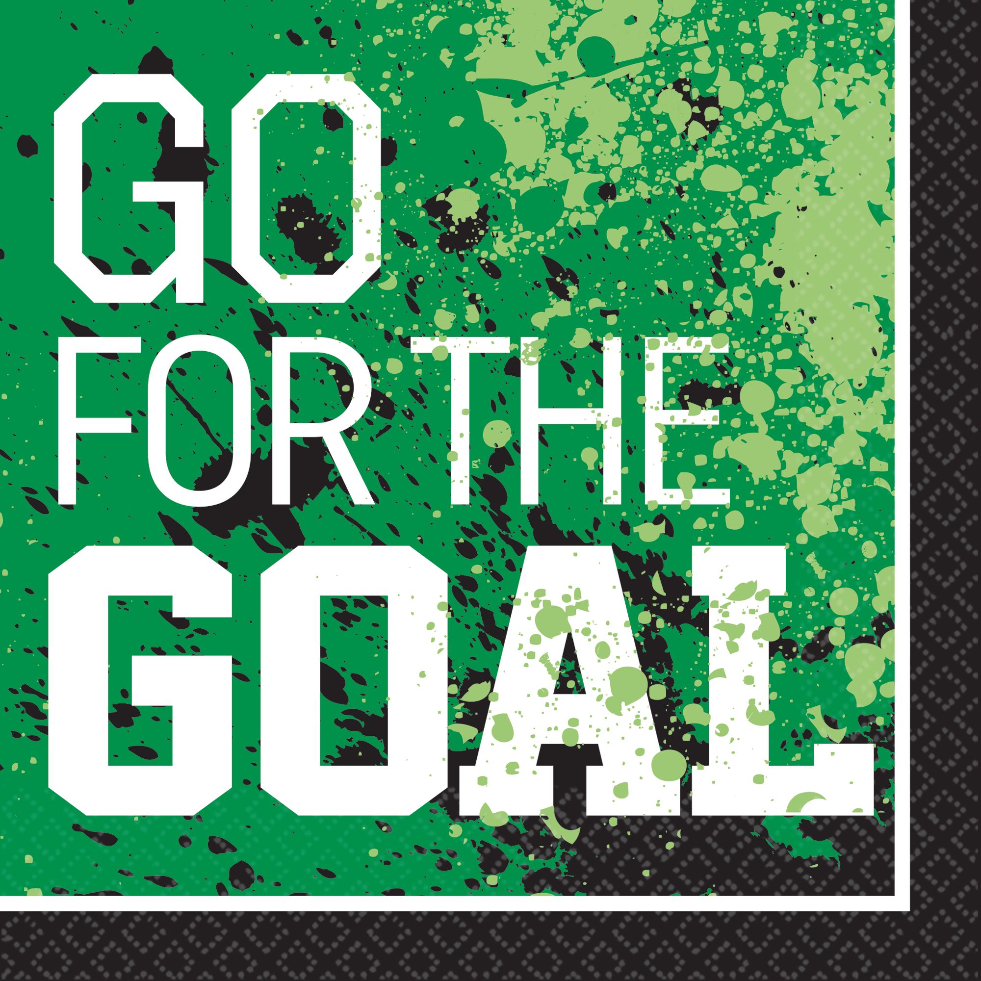 Soccer "Go For The Goal" Square Paper Disposable Lunch Napkins, Green, 6.5-in, 16-pk, 2-ply, for Sports Party Overhead_Flat