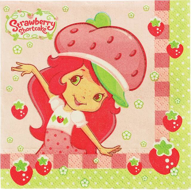 Strawberry Shortcake Beverage Napkins, 16-pk Front_Flat
