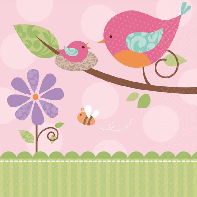 Pink Tweet Beverage Napkin, 16-pk Front_Flat