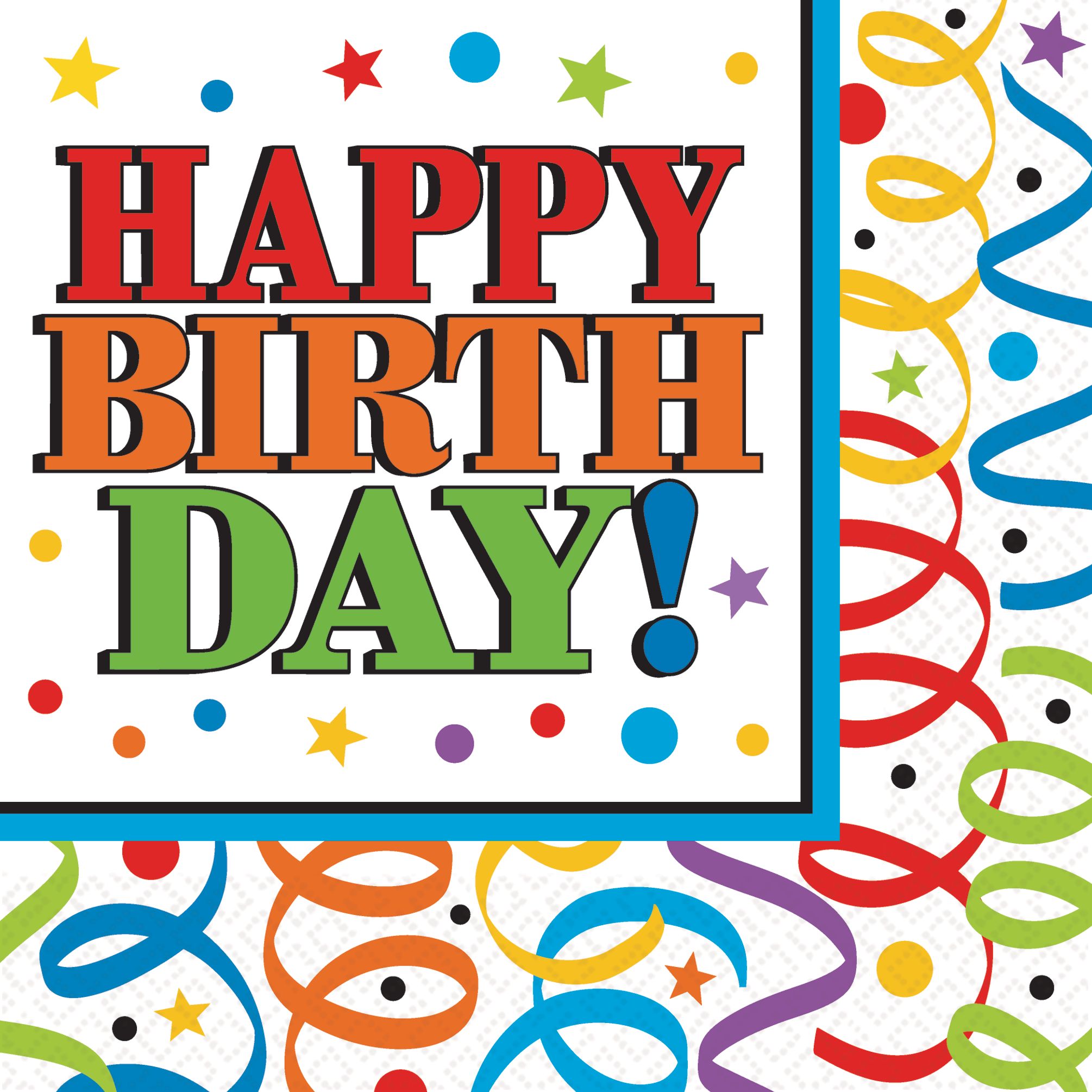 Value Colourful Birthday Napkins, 16-pk Front_Flat