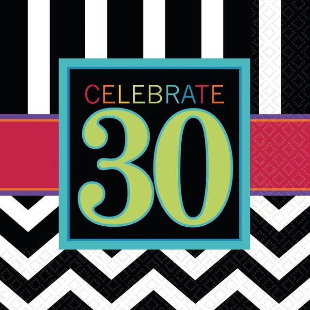 30th Birthday Celebrations Napkins, 16-pk Front_Flat