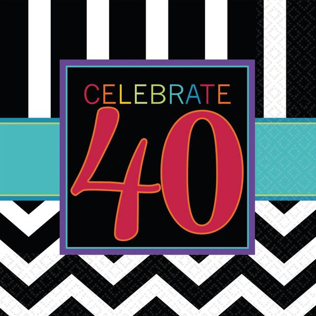 40th Birthday Celebrations Napkins, 16-pk Front_Flat