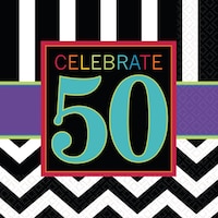 50th Birthday Celebrations Napkins, 16-pk Front_Flat