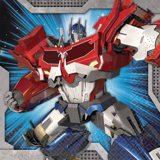 Serviettes à boissons pour fête d'anniversaire, Transformers, petit, 5 po, paq. 16 Front_Flat