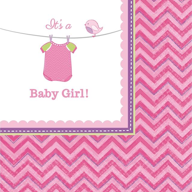 It's a Girl Baby Shower Beverage Napkins, 16-pk CloseUp