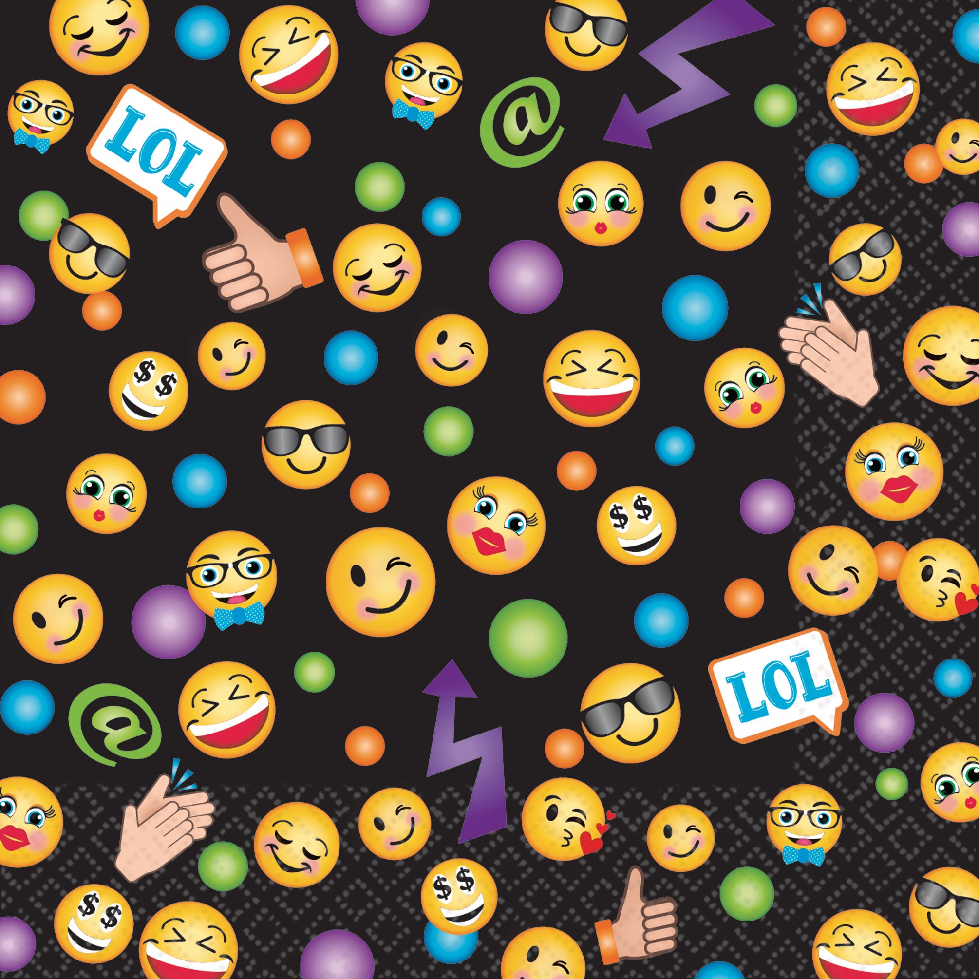 Smiley Birthday Party Beverage Napkins, 5-in, 16-pk Overhead_Flat