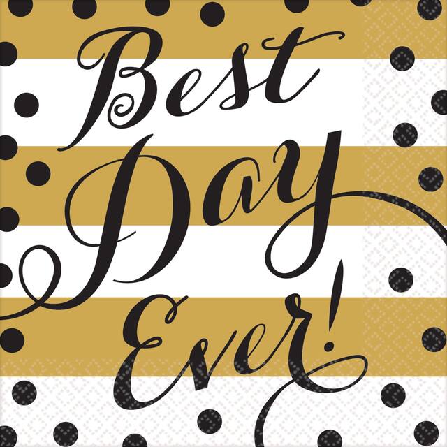 Best Day Ever Wedding Beverage Napkins, 16-pk Front_Flat