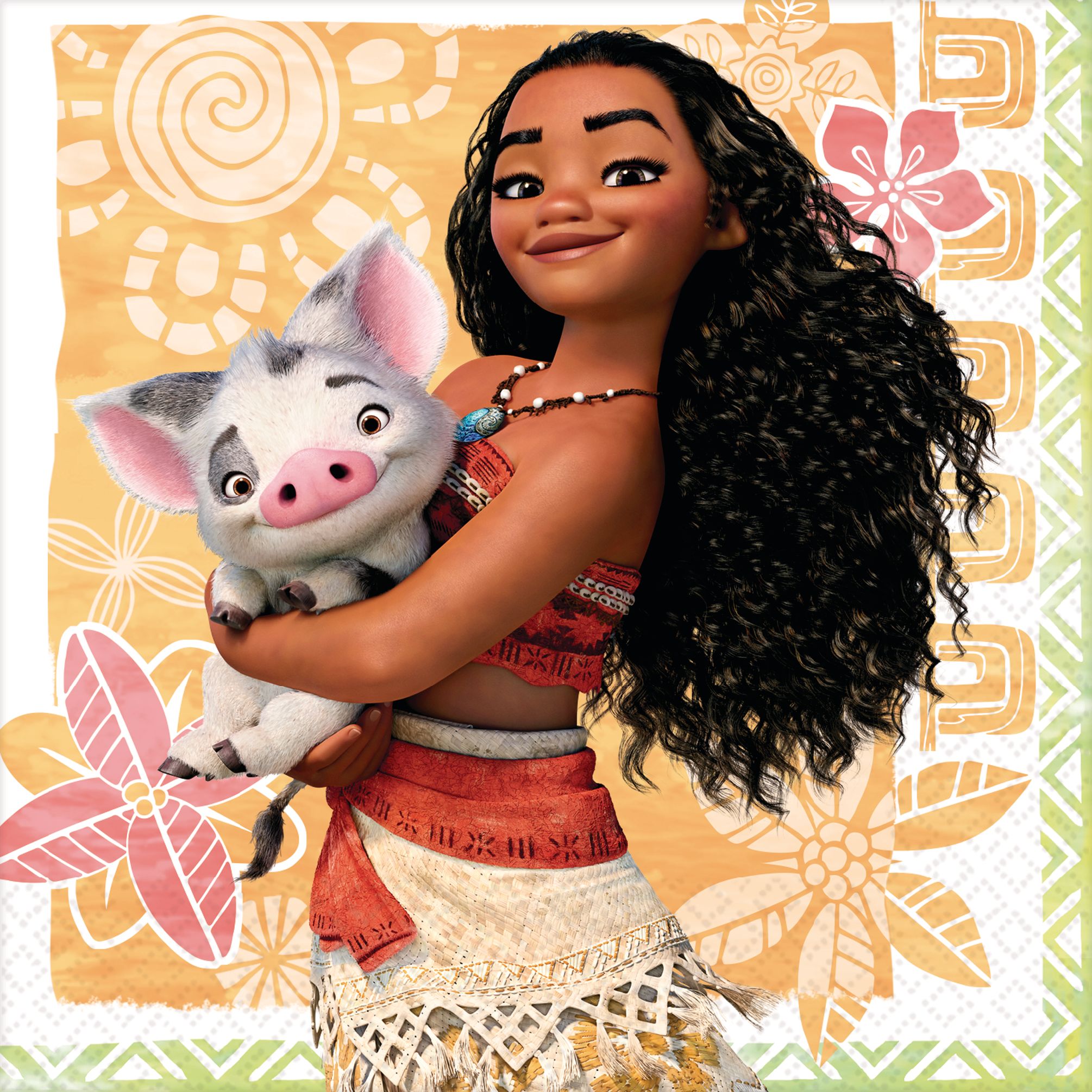 Disney Moana Birthday Party Small Beverage Napkins, 16-pk Overhead_Flat