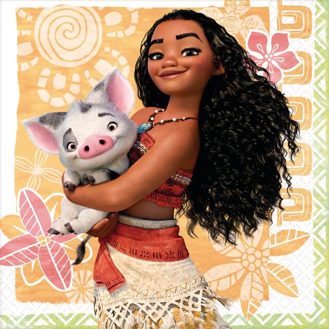 Disney Moana Birthday Party Small Beverage Napkins, 16-pk Overhead_Flat