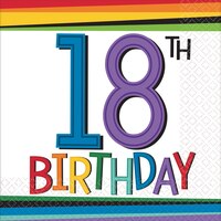 Rainbow 18th Birthday Beverage Napkins, 16-pk Front_Flat