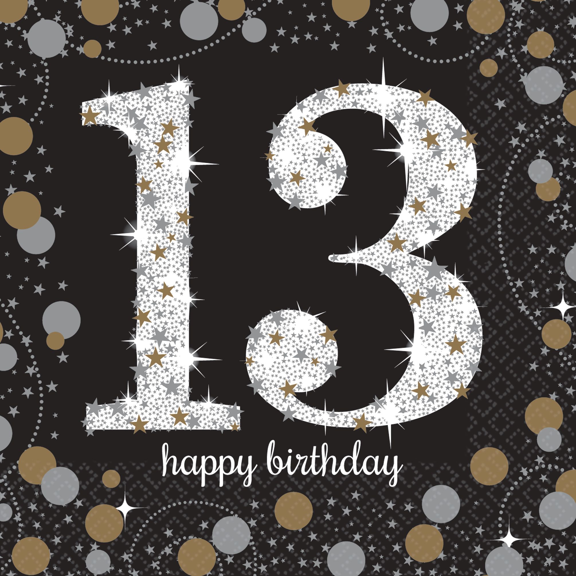 Sparkling Celebration 13th Birthday Beverage Napkins, 16-pk Front_Flat
