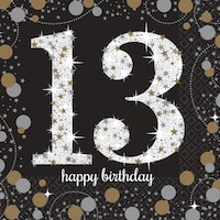 Sparkling Celebration 13th Birthday Beverage Napkins, 16-pk Front_Flat