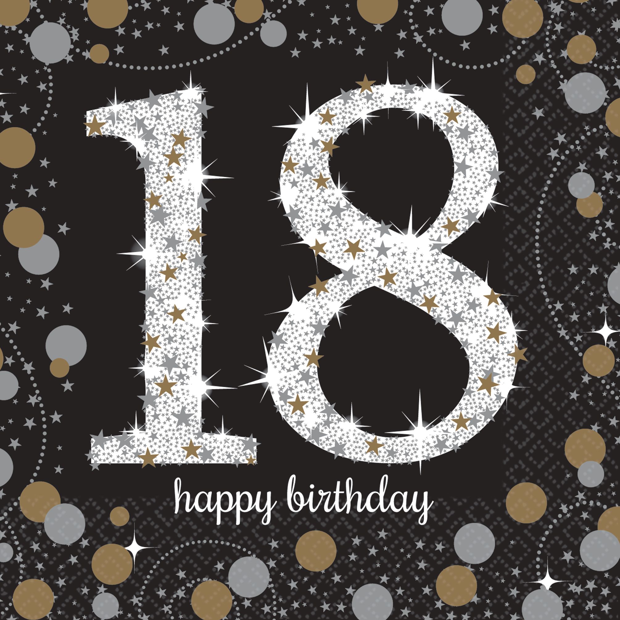 Sparkling Celebration 18th Birthday Beverage Napkins, 16-pk Overhead_Flat