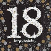 Sparkling Celebration 18th Birthday Beverage Napkins, 16-pk Overhead_Flat