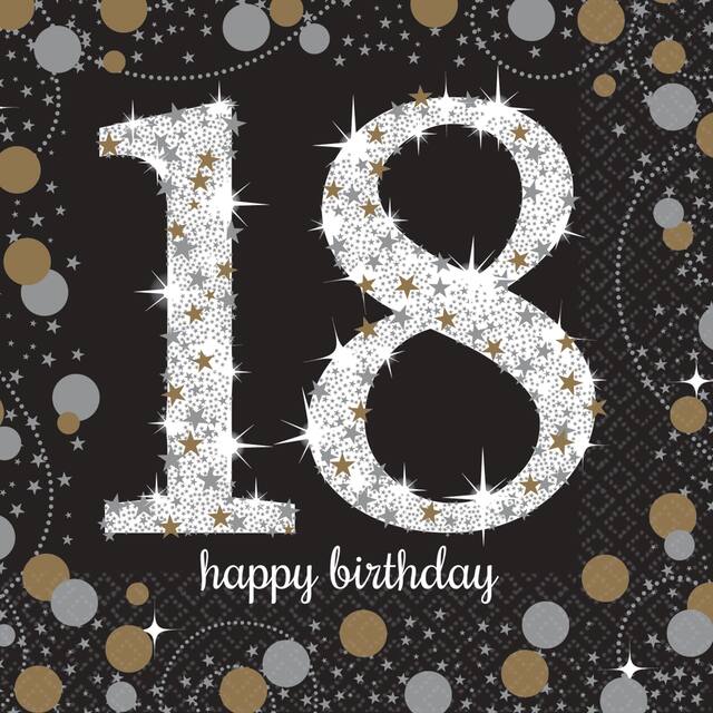 Sparkling Celebration 18th Birthday Beverage Napkins, 16-pk Overhead_Flat