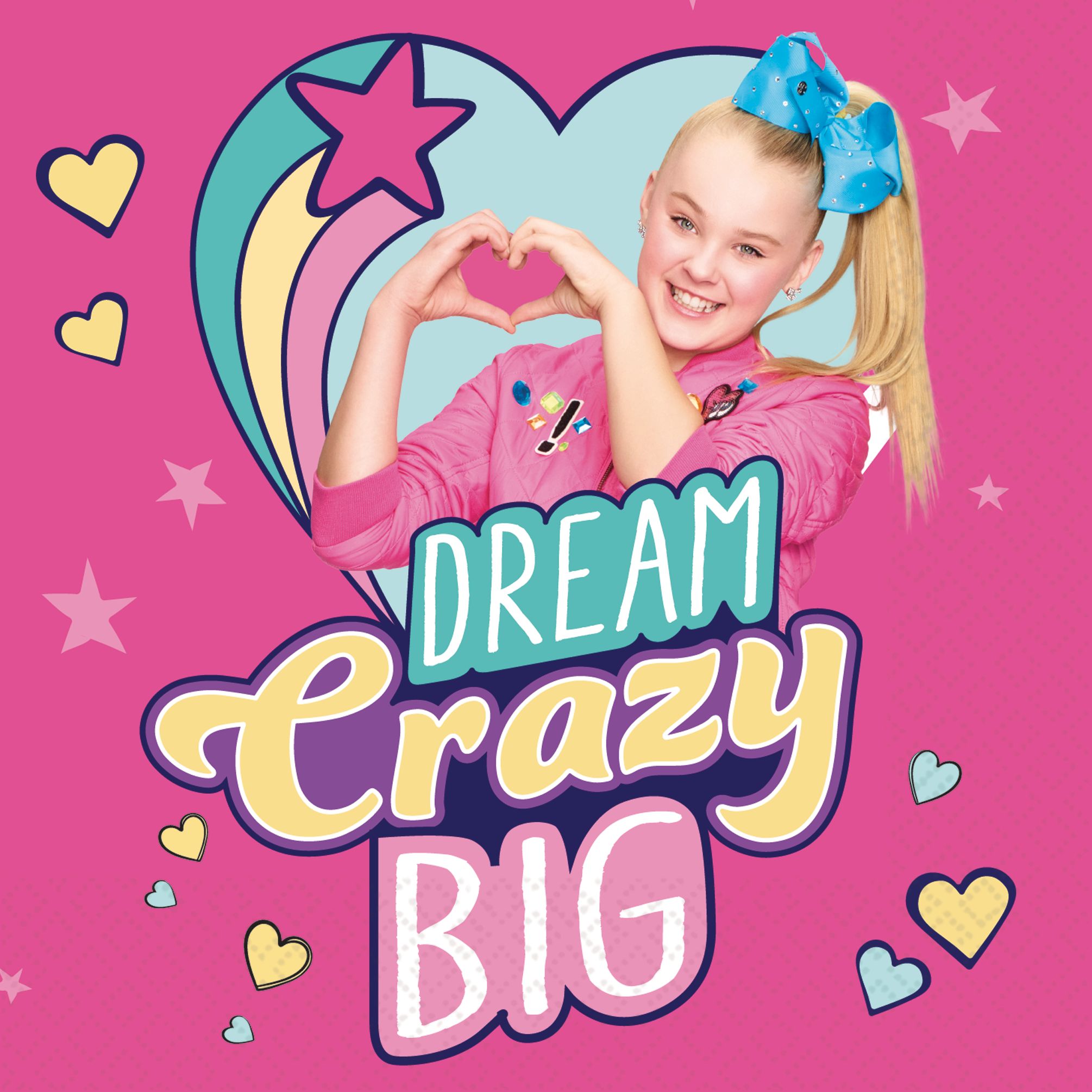 JoJo Siwa Birthday Party Beverage Napkins, 5-in, 16-pk Overhead_Flat