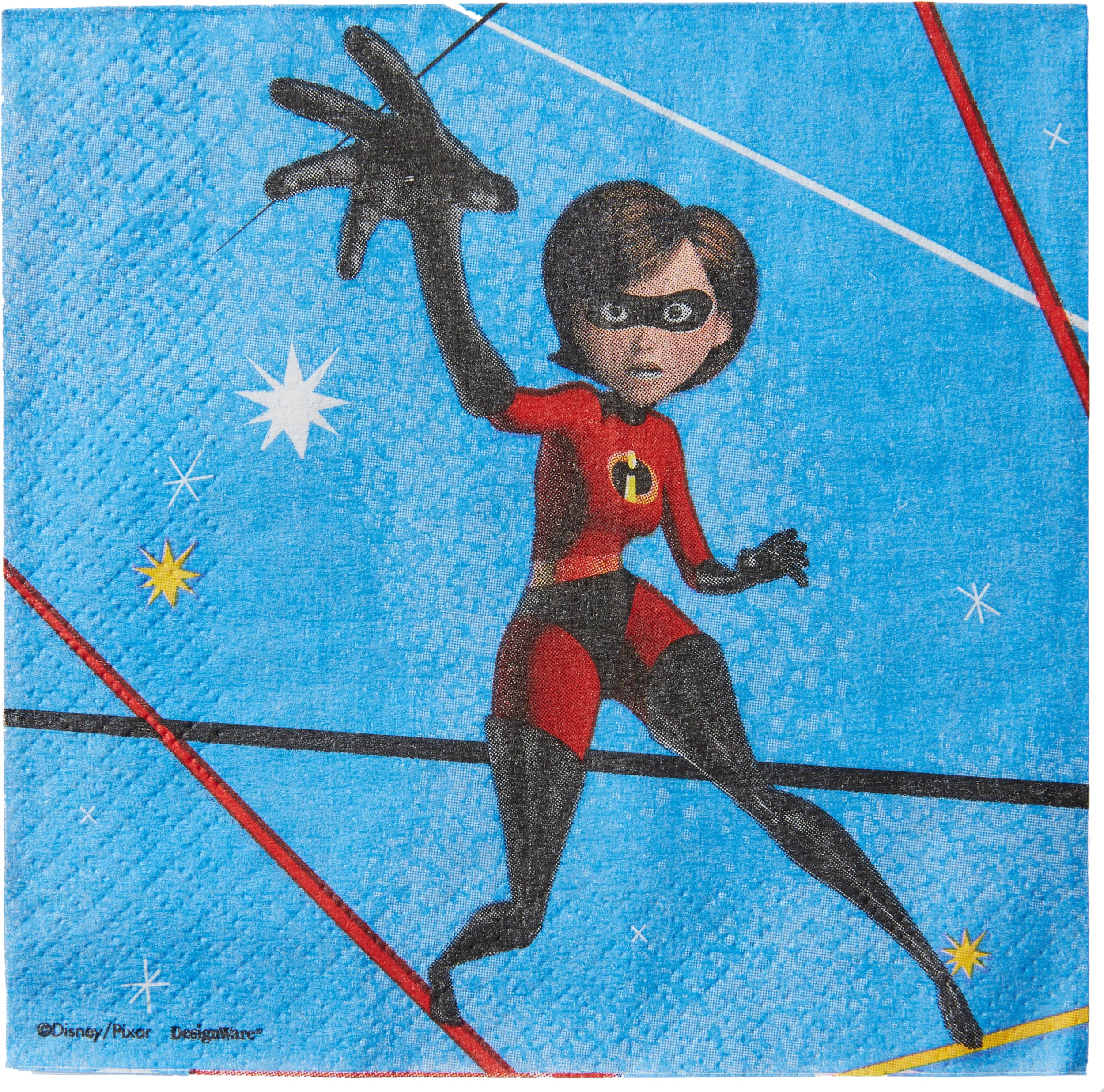 Disney Incredibles 2 Birthday Party Beverage Napkins, 5-in, 16-pk Overhead_Flat