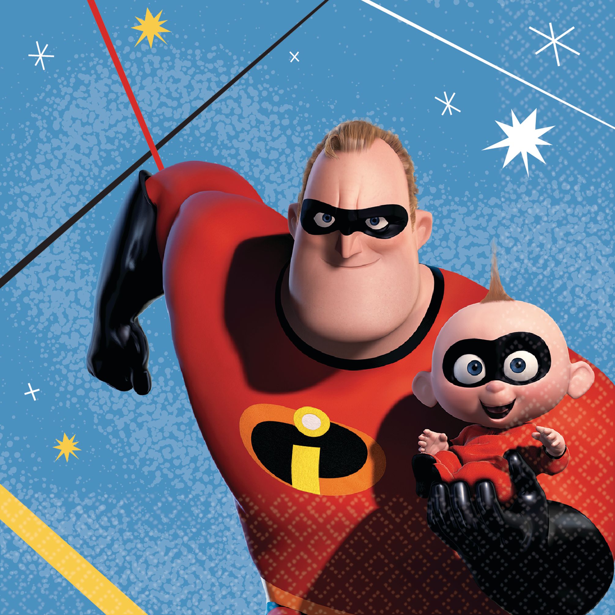 Disney Incredibles 2 Birthday Party Beverage Napkins, 5-in, 16-pk Overhead_Flat