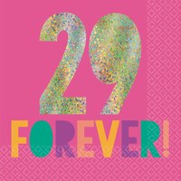Young & Fab 29 Forever Beverage Napkins, 16-pk Overhead_Flat