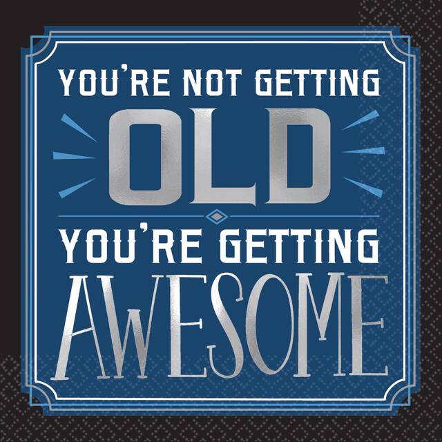 Serviettes à boisson Joyeux 21e anniversaire rétro, paq. 16 Overhead_Flat