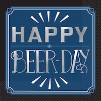 Serviettes à boissons pour fête d’anniversaire Vintage Happy Beer Day, 5 po, paq. 16 Overhead_Flat