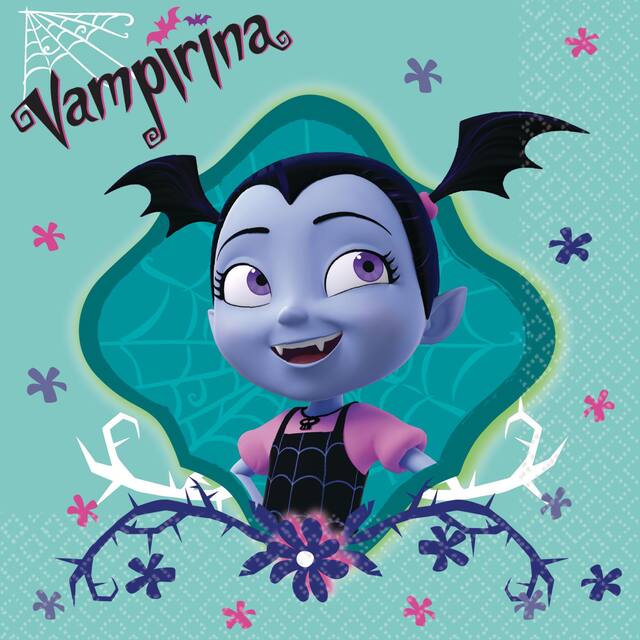 Disney Vampirina Birthday Party Small Beverage Napkins, 5-in, 16-pk Overhead_Flat