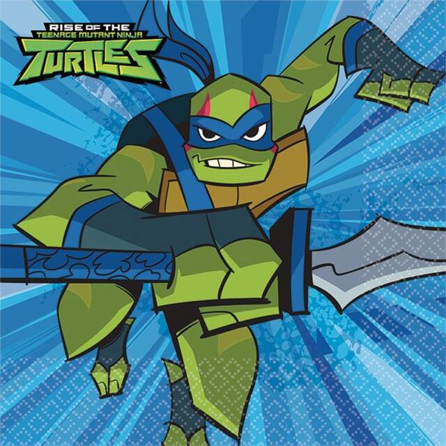 Rise of the Teenage Mutant Ninja Turtles Birthday Party Small Beverage Napkins, 5-in, 16-pk Overhead_Flat