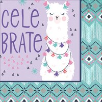 Serviettes à boissons pour fête d'anniversaire, Lama amusant, petit, 5 po, paq. 16 Overhead_Flat