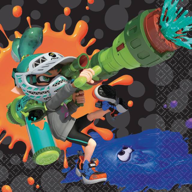 Splatoon Birthday Party Beverage Napkins, 5-in, 16-pk Overhead_Flat
