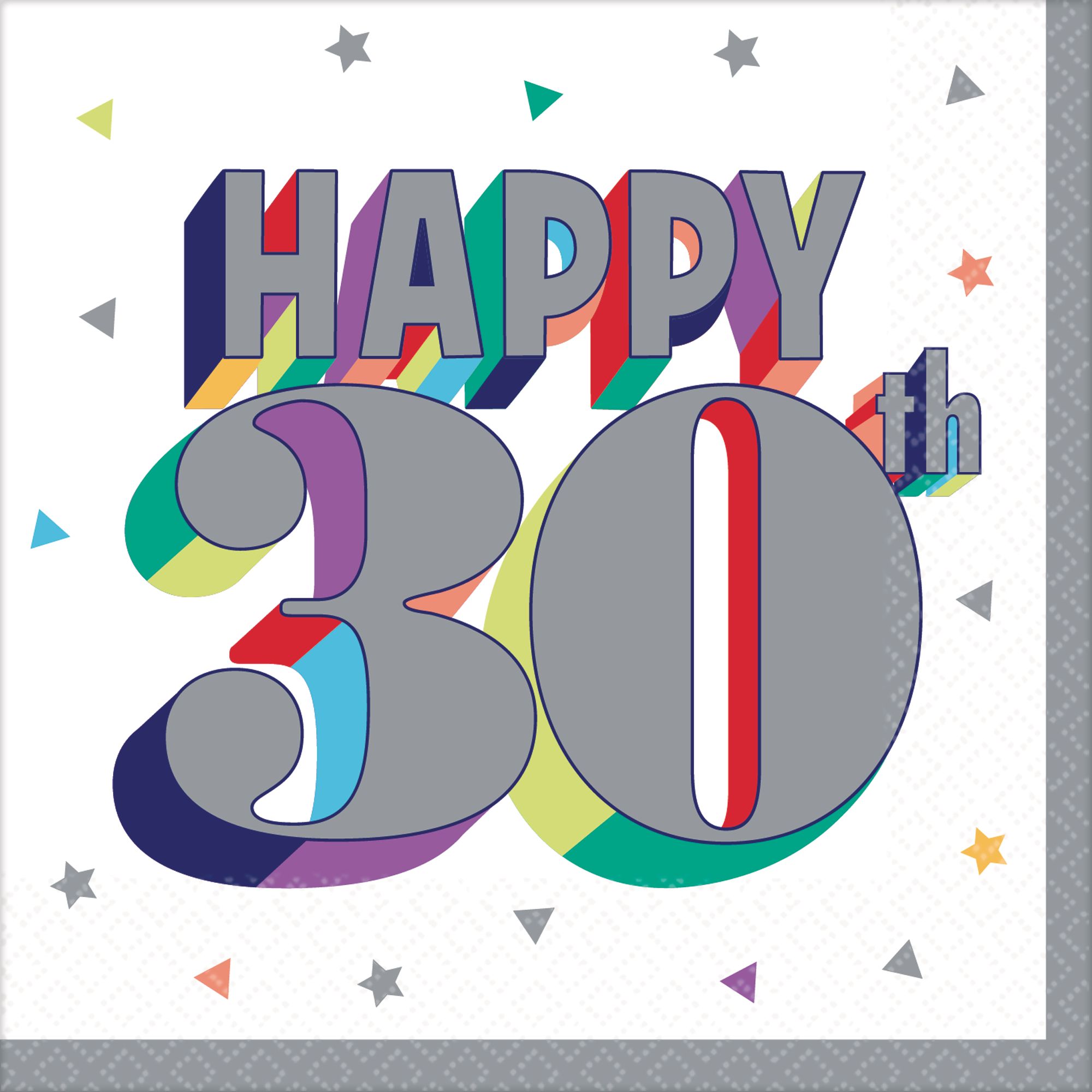 Here's to 30 Birthday Beverage Napkins, 16-pk Overhead_Flat