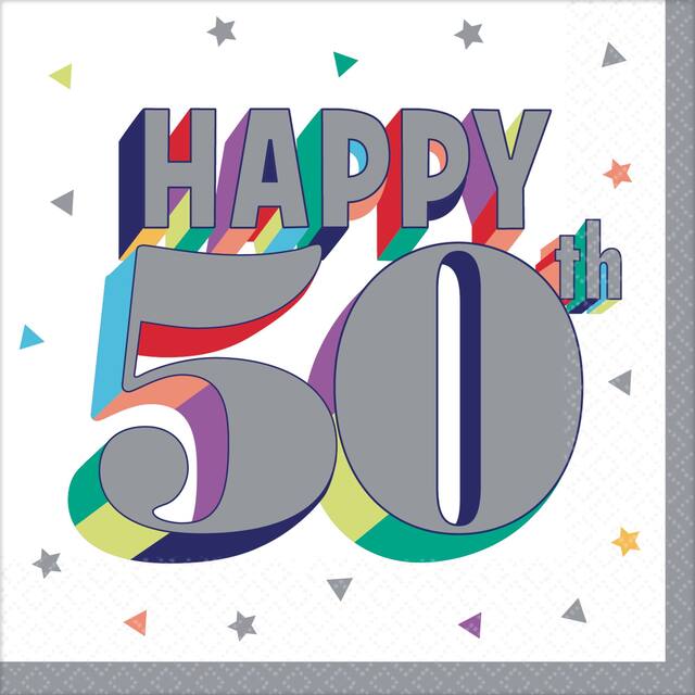 Here's to 50 Birthday Beverage Napkins, 16-pk Overhead_Flat