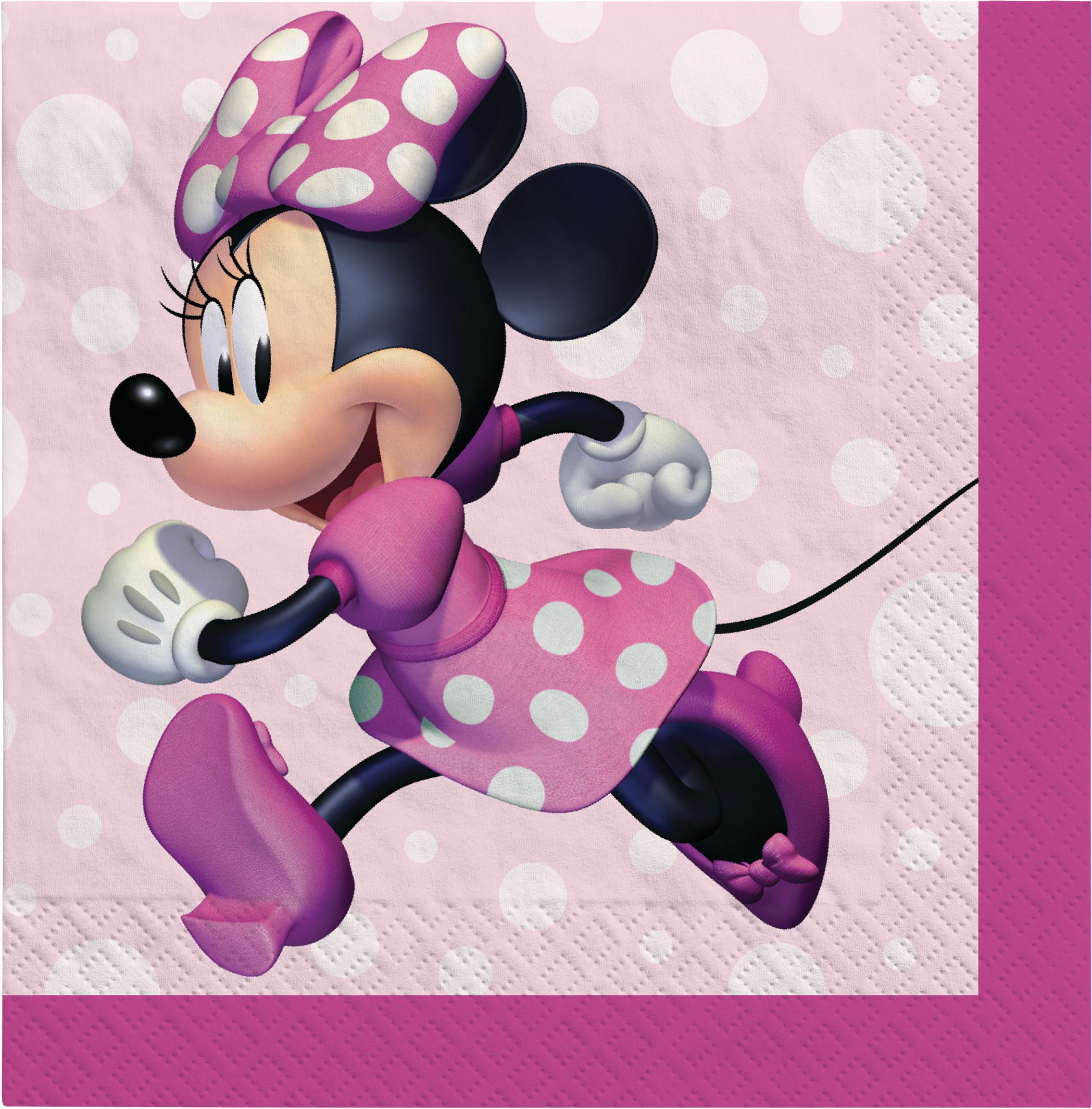 Disney Minnie Mouse Square Paper Disposable Beverage Napkins, Pink, 5-in,  16-pk, 2-ply, for Birthday Party